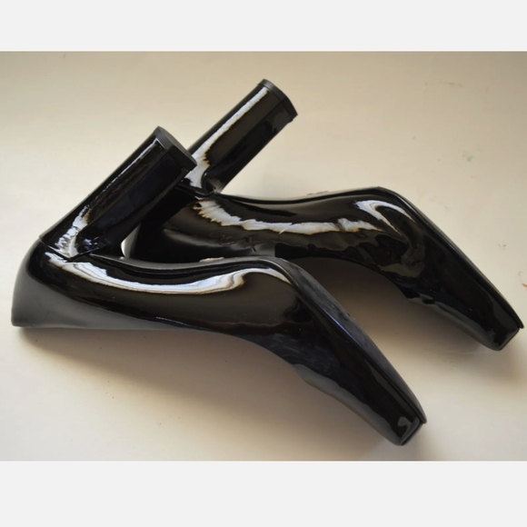 DOLCE & GABANNA  Black Patent Square Toe Block Heels Pumps  9.5 US 40 EU - Picture 11 of 11